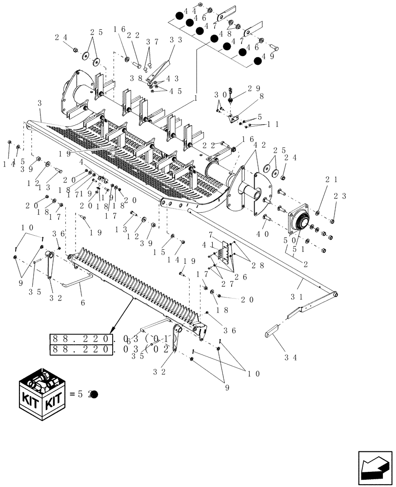 Схема запчастей Case IH 9010 - (88.210.12[01]) - STRAW CHOPPER, FLAIL, EU ONLY - PRIOR TO PIN HAJ202001 - 7010/8010 (88) - ACCESSORIES