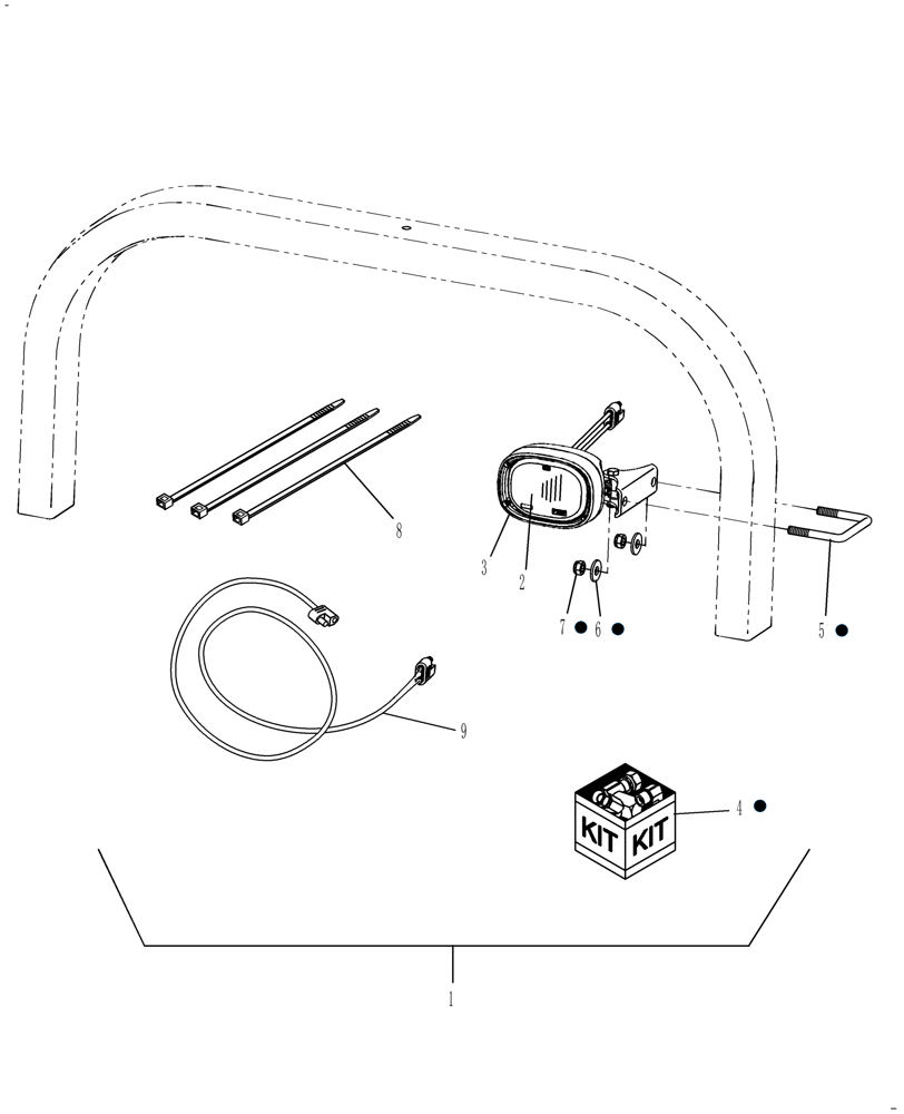 Схема запчастей Case IH DX45 - (06.14) - WORKLIGHT KIT - ROPS MOUNTED (06) - ELECTRICAL SYSTEMS