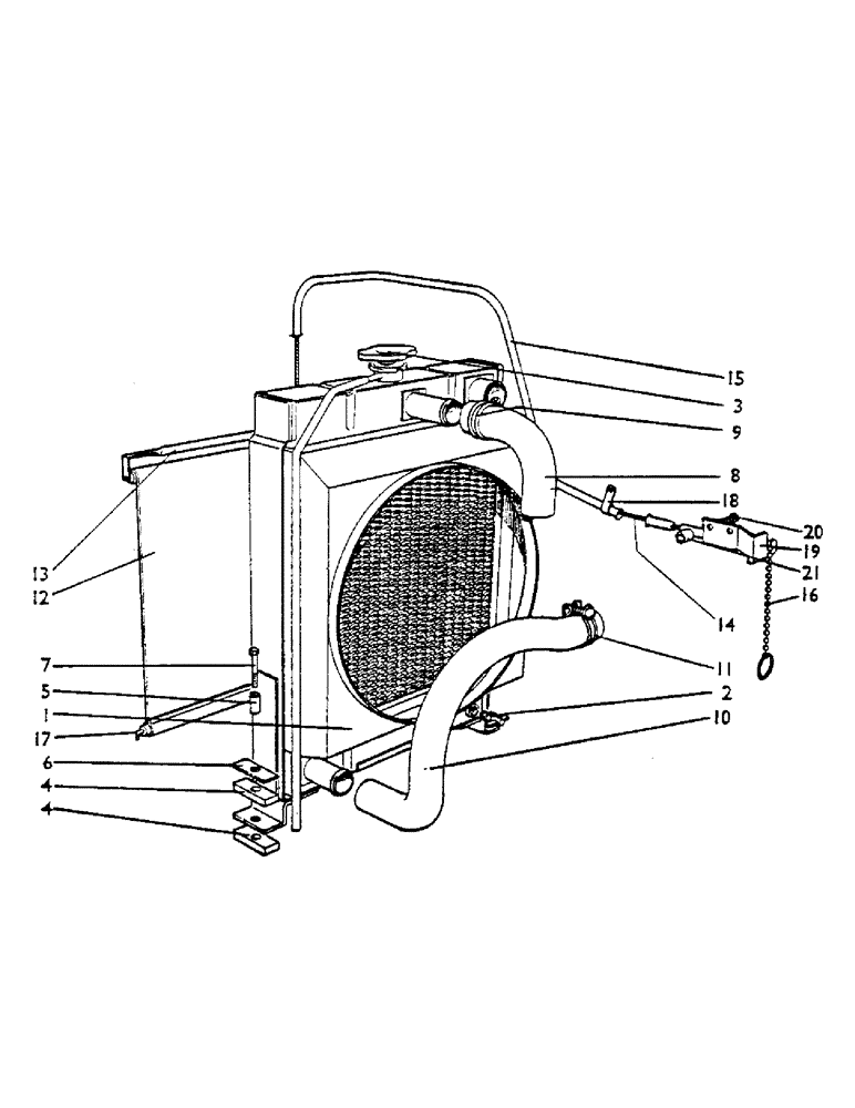 Схема запчастей Case IH 1200 - (017) - RADIATOR AND BLIND, TRACTOR 700001 TO 705364 (01) - ENGINE