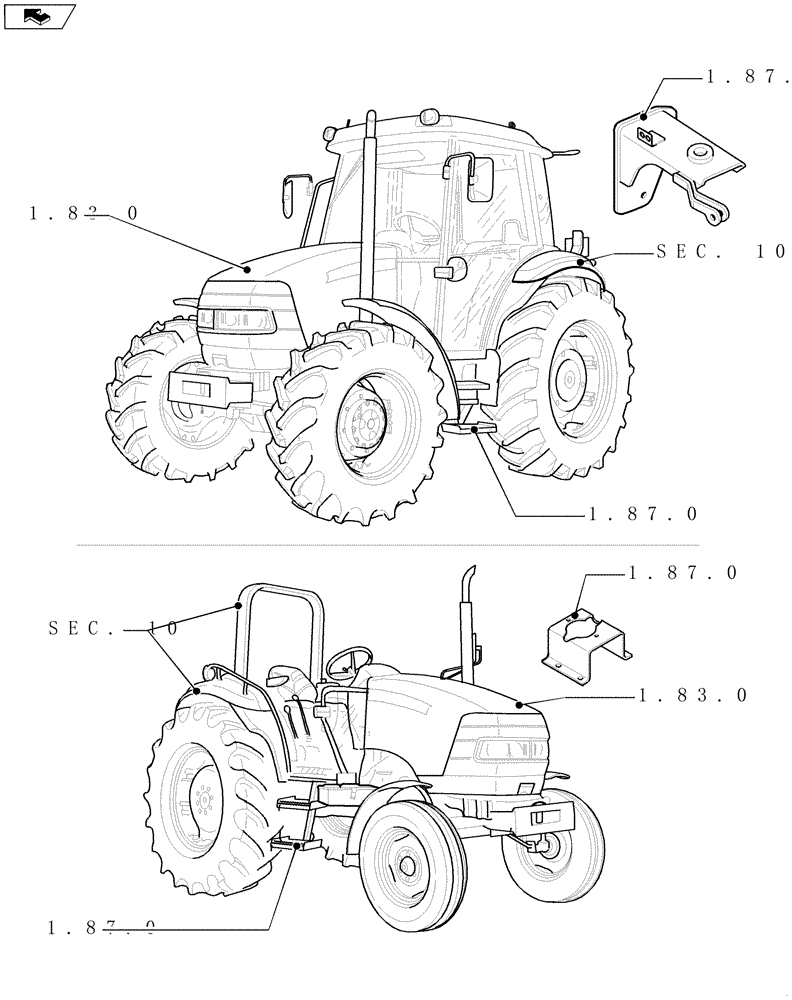 Схема запчастей Case IH FARMALL 95 - (SEC. 08) - SHEET METAL (00) - GENERAL
