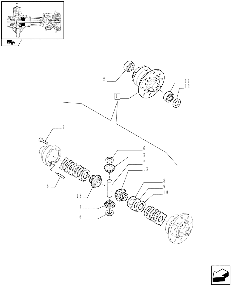 Схема запчастей Case IH FARMALL 80 - (1.40.6/07) - STANDARD FRONT AXLE W/LIMITED SLIP DIFF, W/ FRONT BRAKES - DIFFERENTIAL (VAR.335324-336324-743907-743552) (04) - FRONT AXLE & STEERING