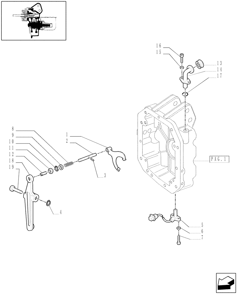 Схема запчастей Case IH MXU110 - (1.80.1/01[03]) - (VAR.807) NON-SYNCHRONIZED 540-1000 RPM POWER TAKE-OFF - LEVER AND FORK (07) - HYDRAULIC SYSTEM