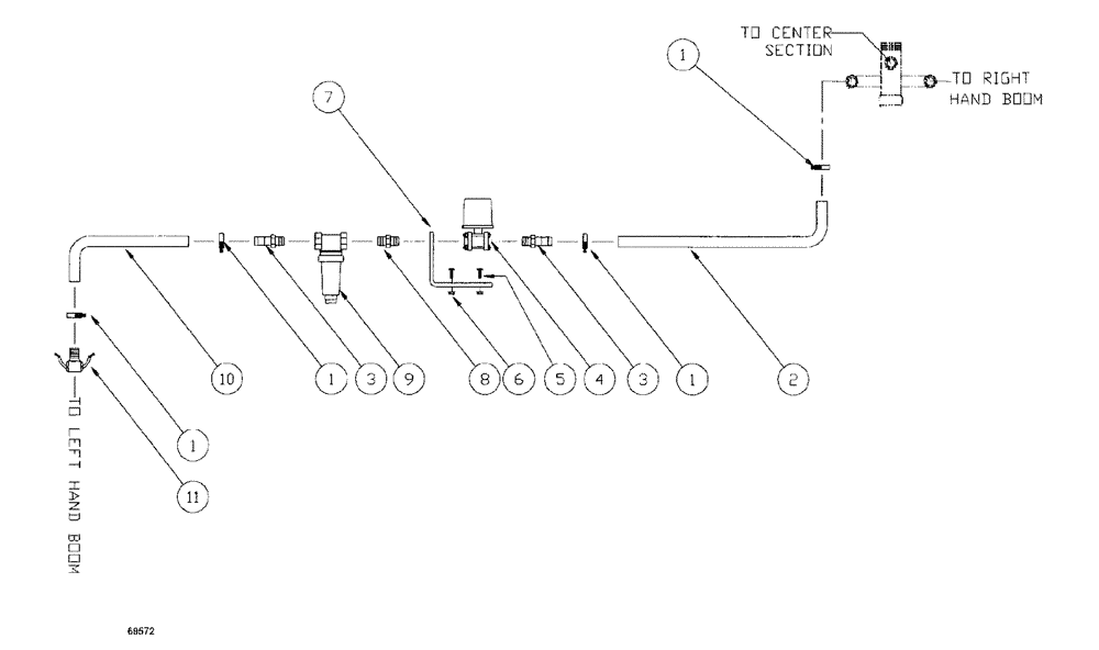 Схема запчастей Case IH SPX3185 - (202) - LIQUID PLUMBING, 60 3-BOOM SHUTOFF RAVEN,MID-TECH LH BOOM (78) - SPRAYING