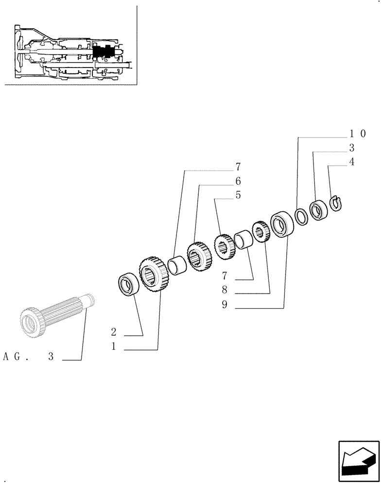 Схема запчастей Case IH JX100U - (1.28.1[04]) - TRANSMISSION GEARS - GEARS (03) - TRANSMISSION