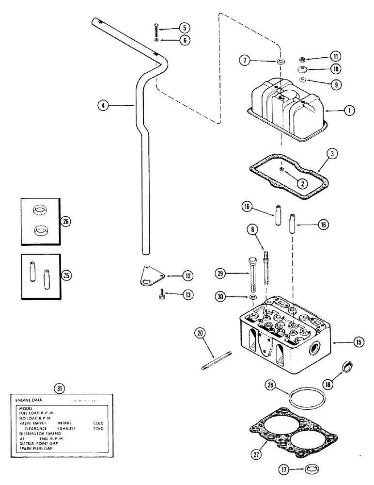 Схема запчастей Case IH 870 - (038) - CYLINDER HEAD AND COVER, (301B) SPARK IGNITION ENGINE (02) - ENGINE