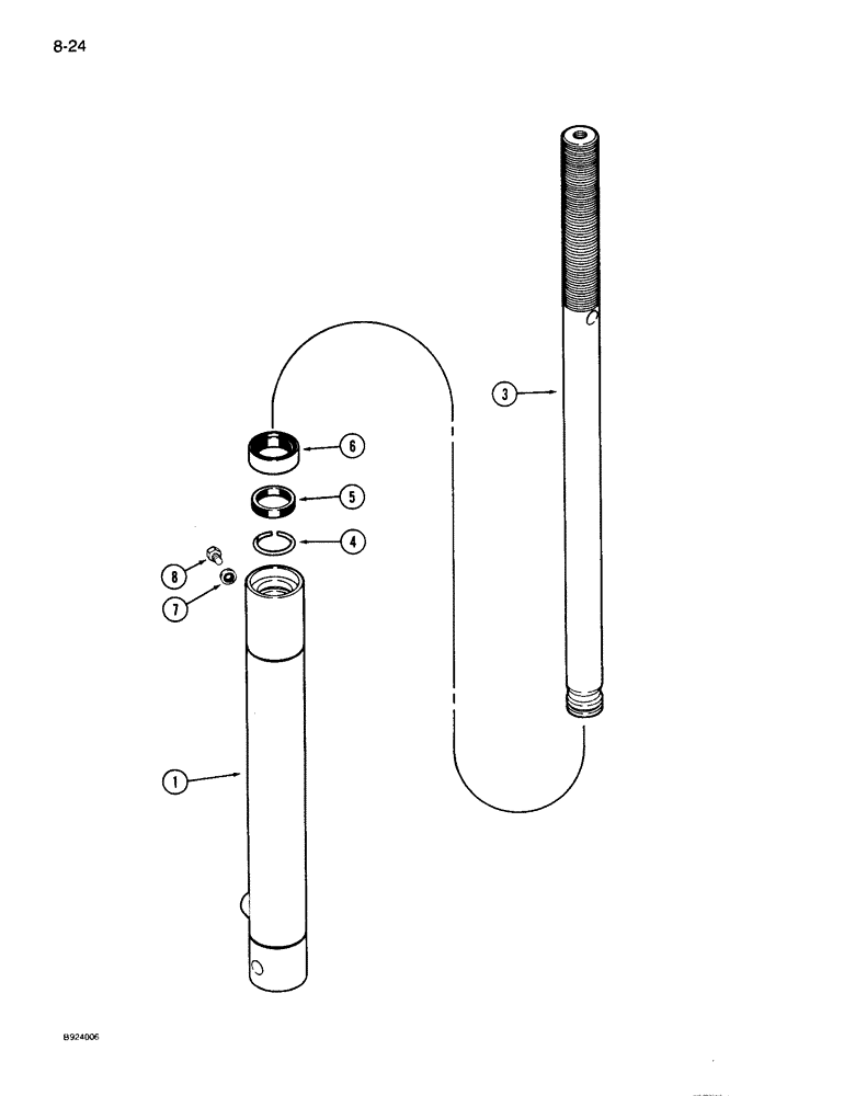 Схема запчастей Case IH 1010 - (8-24) - SLAVE LIFT CYLINDER, PICKUP REEL - 30.0 FOOT HEADER (35) - HYDRAULIC SYSTEMS