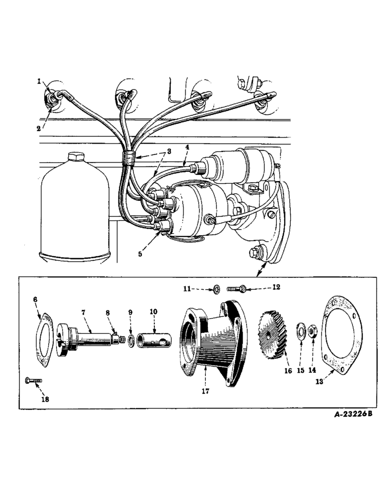 Схема запчастей Case IH FARMALL H - (038) - ELECTRICAL SYSTEM, SPARK PLUGS, CABLES,TERMINALS, DISTRIBUTOR OR MAGNETO DRIVE AND BRACKET (06) - ELECTRICAL SYSTEMS