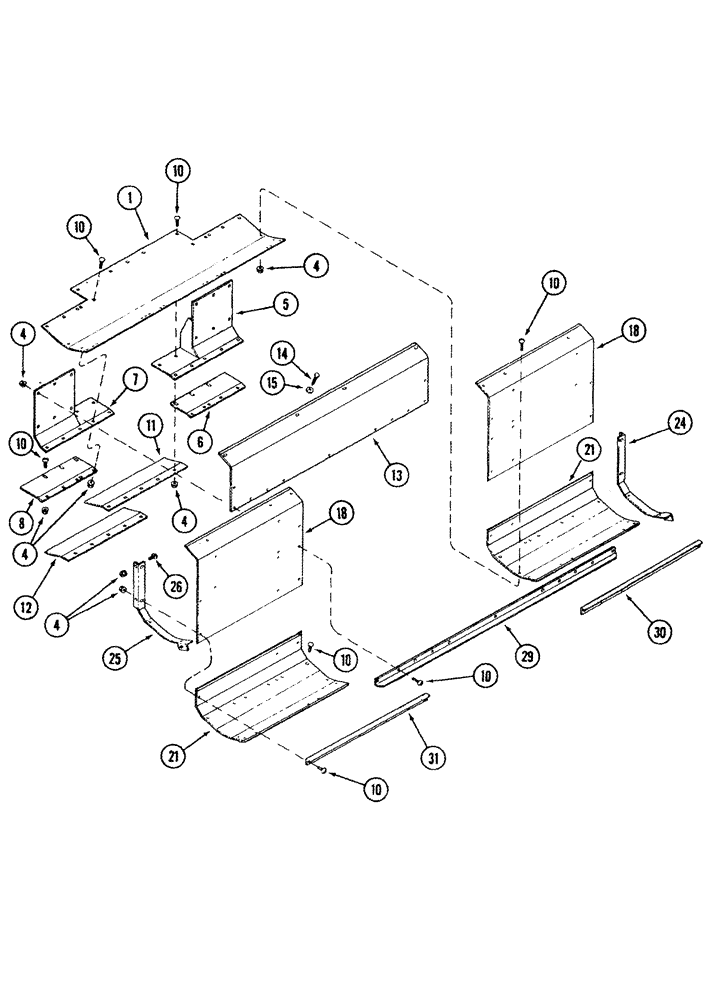 Схема запчастей Case IH 1064 - (09-23) - AUGER - TROUGHS AND ENDS (1043, 1044, 1054, 1063, 1064, 1083, JJC0335001 -) (09) - CHASSIS