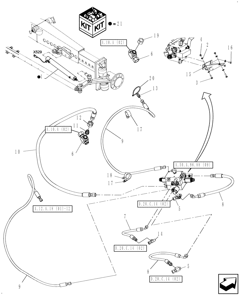 Схема запчастей Case IH AFX8010 - (A.50.A.96.88[08A]) - AUTO GUIDANCE-READY, HYDRAULICS A - Distribution Systems