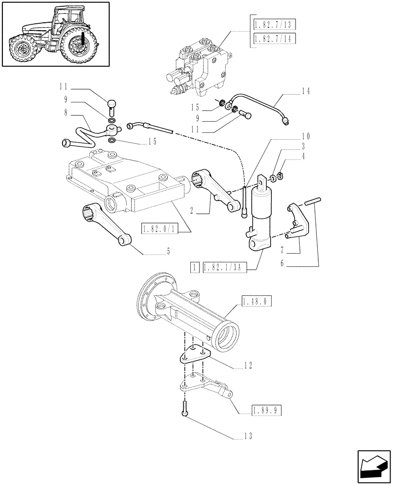 Схема запчастей Case IH JX100U - (1.82.0/01[03]) - (VAR.250-251) ELECTRONIC LIFTING - PIPES, ARMS (07) - HYDRAULIC SYSTEM