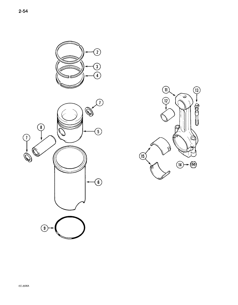 Схема запчастей Case IH 895 - (2-54) - PISTONS AND SLEEVES (02) - ENGINE