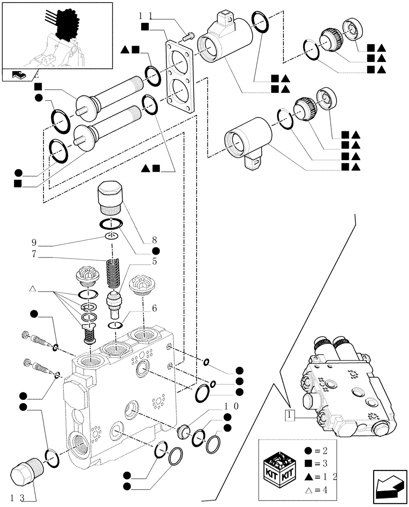 Схема запчастей Case IH PUMA 140 - (1.82.7/ D) - ELECTRONIC DRIFT CONTROL VALVE ELEMENT - BREAKDOWN (07) - HYDRAULIC SYSTEM