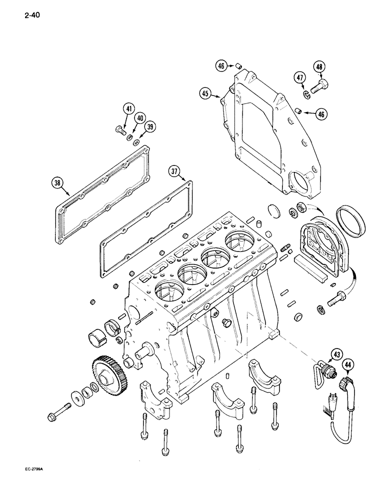 Схема запчастей Case IH 995 - (2-40) - SIDE COVER (02) - ENGINE