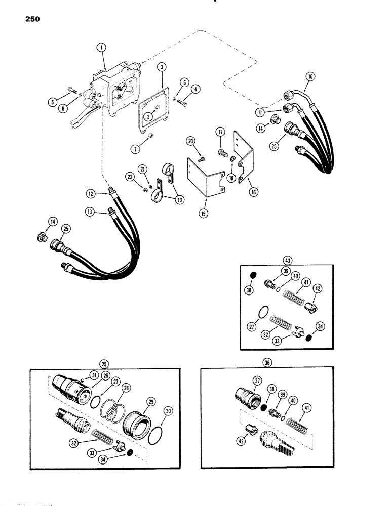 Схема запчастей Case IH 1090 - (250) - BREAK-AWAY COUPLINGS AND LINES (08) - HYDRAULICS