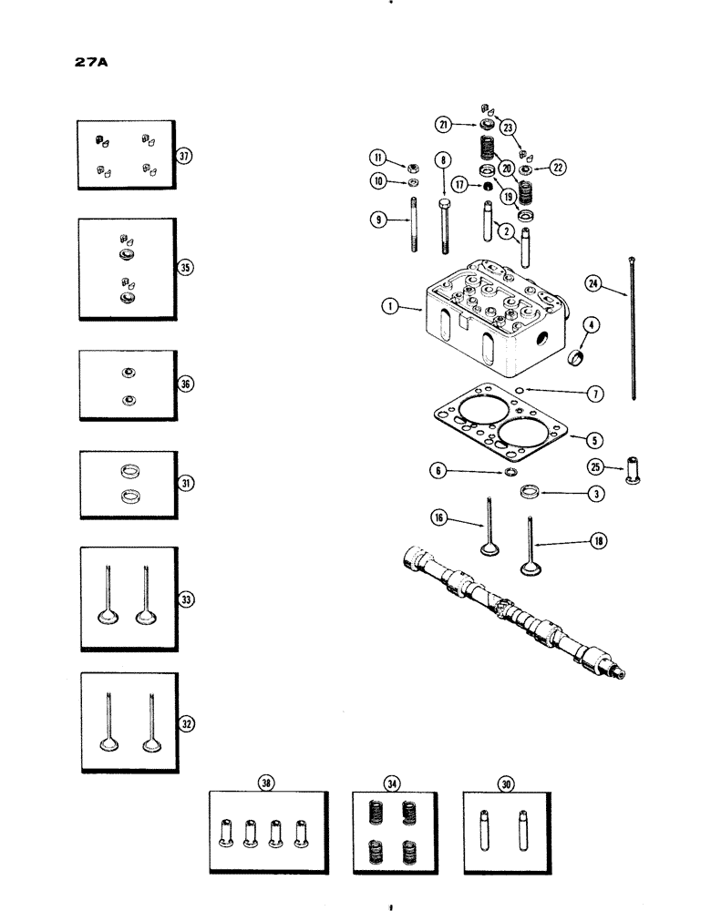 Схема запчастей Case IH 730 SERIES - (027A) - CYLINDER HEAD AND VALVE TRAIN, MODEL 730, 251 SPARK IGNITION ENGINE (02) - ENGINE