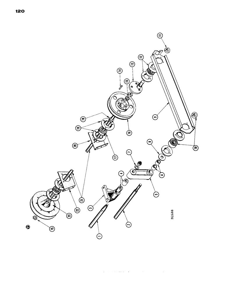 Схема запчастей Case IH 1660 - (120) - ROCKER ARM DRIVE FOR SHOE, RETURN PAN AND STRAWWALKER (74) - CLEANING