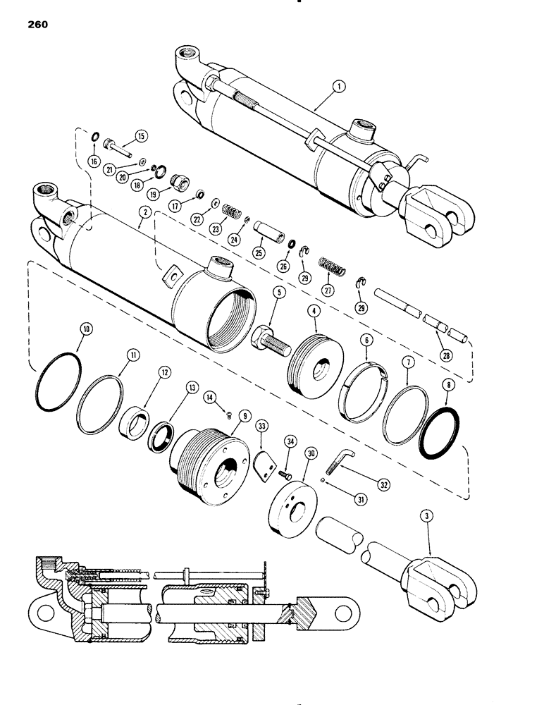 Схема запчастей Case IH 1090 - (260) - G32083 REMOTE HYDRAULIC CYLINDER, 3-1/4" X 8" W/HYDRAULIC LIMIT STOP 1ST USED ON TRACTOR S/N 8675001 (08) - HYDRAULICS