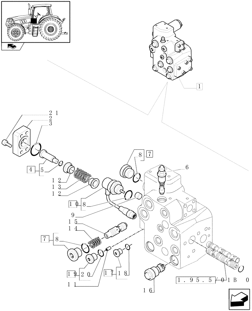 Схема запчастей Case IH PUMA 125 - (1.95.5/01B[02]) - VALVE - BREAKDOWN (10) - OPERATORS PLATFORM/CAB