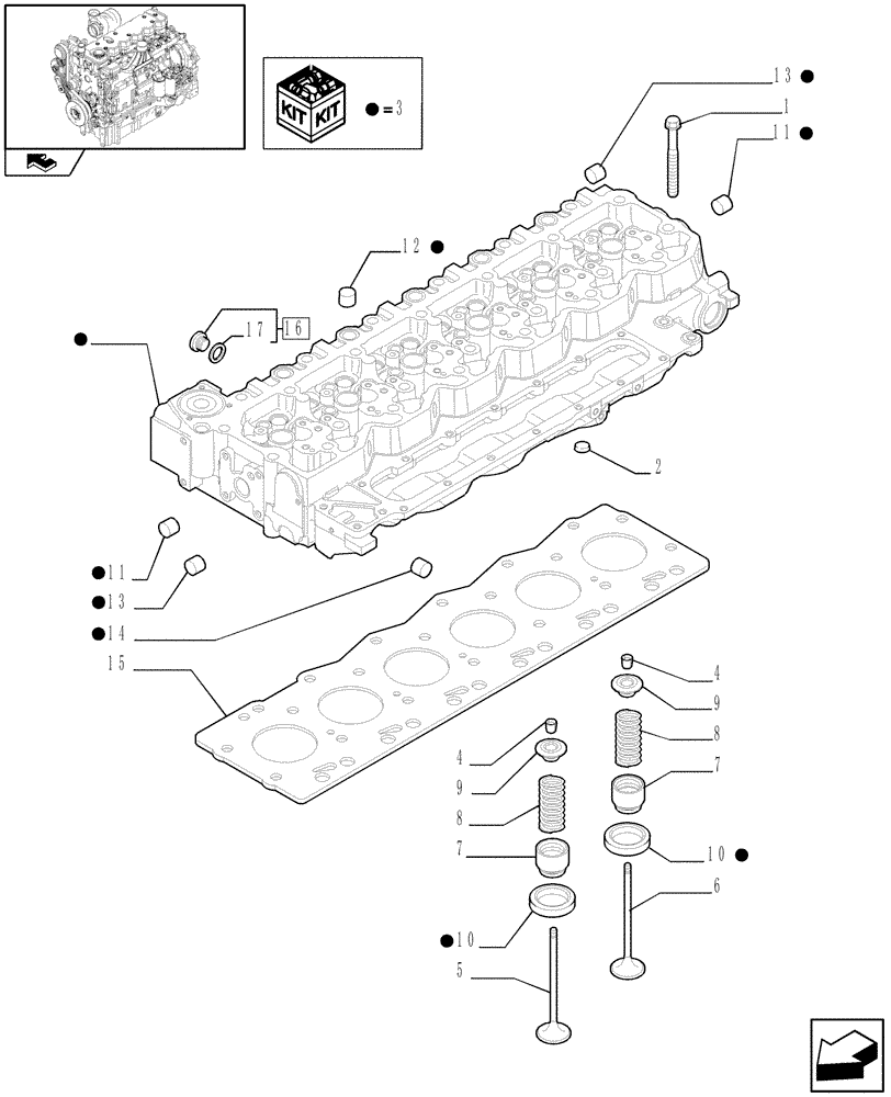 Схема запчастей Case IH PUMA 125 - (0.06.0) - CYLINDER HEAD & RELATED PARTS (01) - ENGINE