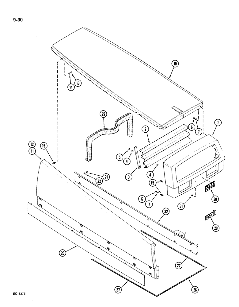 Схема запчастей Case IH 1896 - (9-030) - UPPER GRILLE, HOOD AND PANELS (09) - CHASSIS/ATTACHMENTS