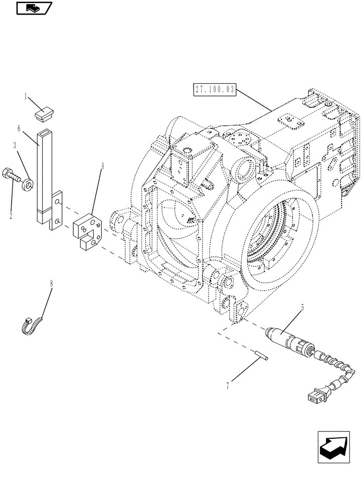 Схема запчастей Case IH MAGNUM 190 - (35.130.05) - IMPLEMENT CARRIER, SENSOR, WITH CONTINUOUSLY VARIABLE TRANSMISSION (35) - HYDRAULIC SYSTEMS