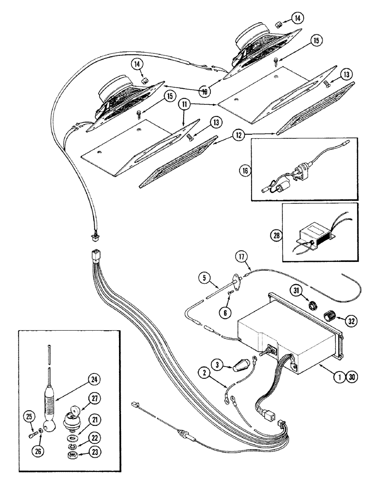 Схема запчастей Case IH 4694 - (4-106) - HEADLINER MOUNTED RADIO AND SPEAKERS (04) - ELECTRICAL SYSTEMS