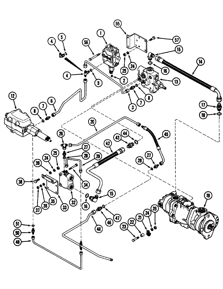 Схема запчастей Case IH 4890 - (5-142) - REAR STEERING HYDRAULICS, PRIORITY AND CONTROL VALVES, P.I.N 8860450 & AFTER (05) - STEERING