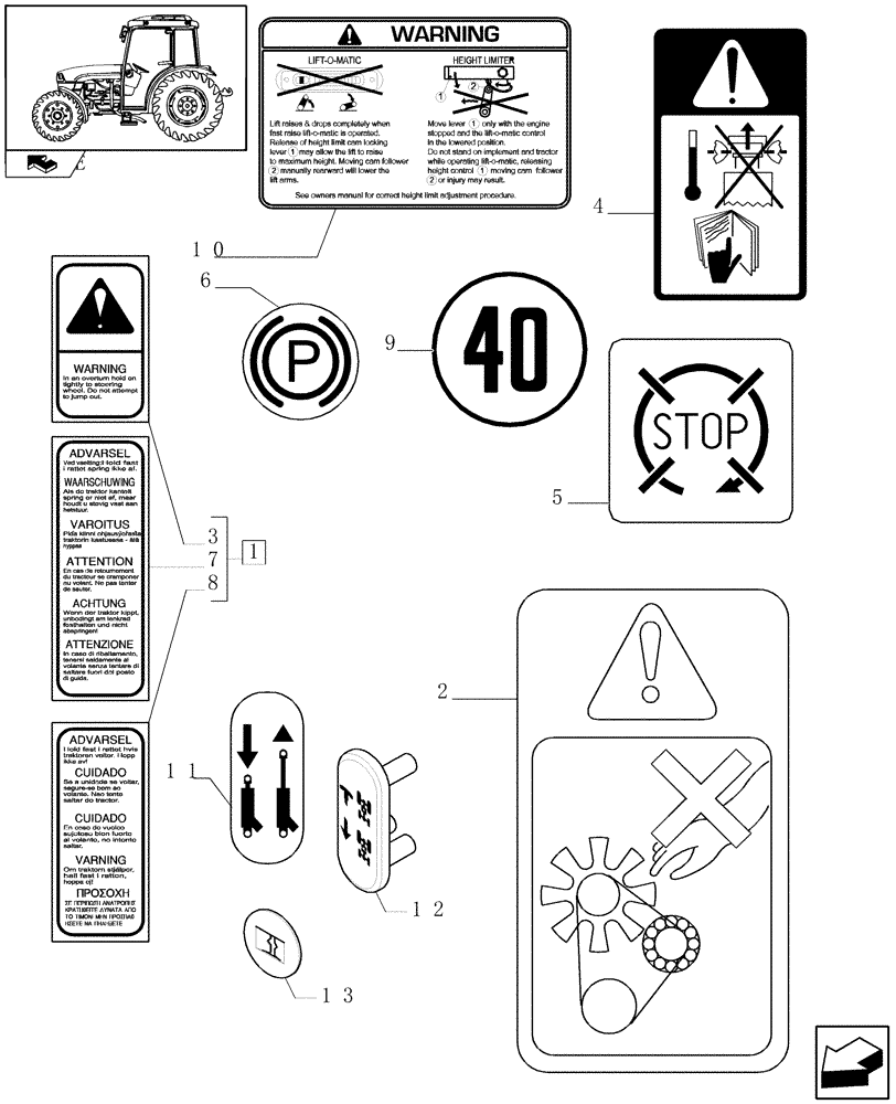 Схема запчастей Case IH FARMALL 95C - (1.98.0[01]) - DECALS - C6624 (13) - DECALS