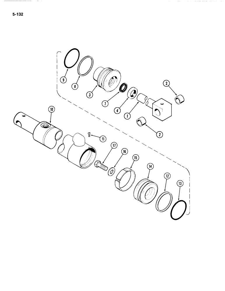 Схема запчастей Case IH 4494 - (5-132) - REAR STEERING CYLINDER, 3 INCH (76 MM) DIAMETER X 8 INCH (203MM) STROKE (05) - STEERING