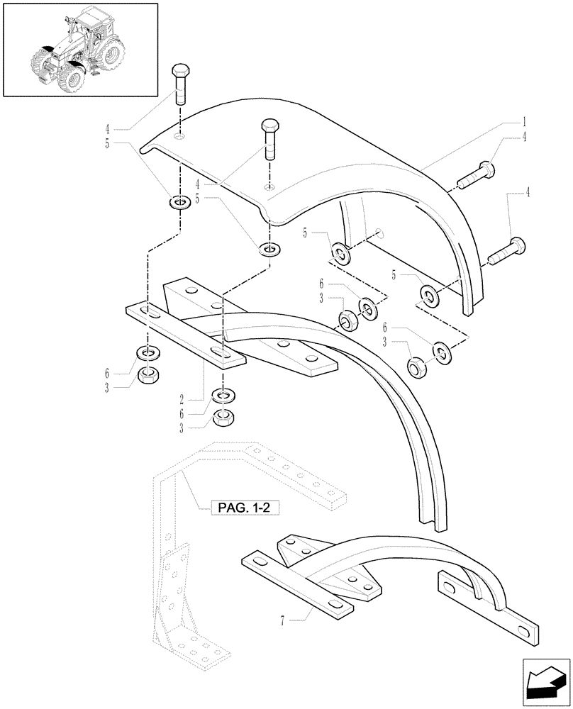 Схема запчастей Case IH MXU110 - (1.87.4[03A]) - (VAR.167-338/1-497) 4WD DYNAMIC FRONT FENDERS - D5049 (08) - SHEET METAL