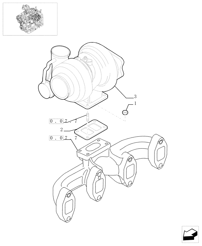 Схема запчастей Case IH MXU110 - (0.24.0/01) - TURBOCHARGER (01) - ENGINE