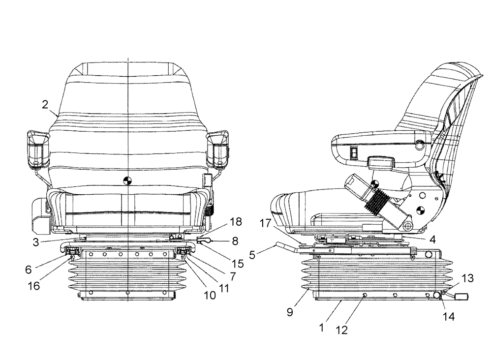 Схема запчастей Case IH SPX3310 - (11-021) - SEAT W/SWIVEL & BELT ASSEMBLY Options