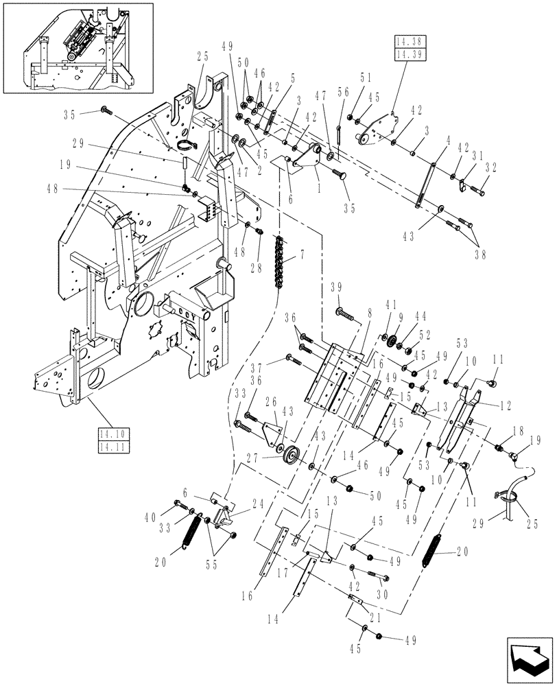 Схема запчастей Case IH RBX563 - (12.10) - DECLUTCH (12) - MAIN FRAME