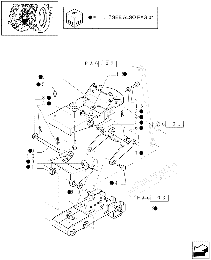 Схема запчастей Case IH PUMA 165 - (1.89.3/01[02]) - (VAR.898) AUTOMATIC PICK - UP HITCH, SWINGBACK (09) - IMPLEMENT LIFT