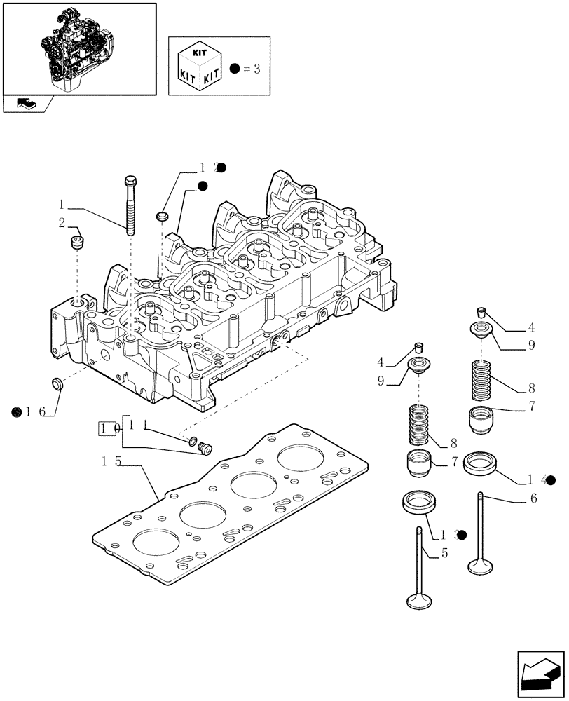 Схема запчастей Case IH F4GE9484A J601 - (0.06.0) - CYLINDER HEAD (4895798) 