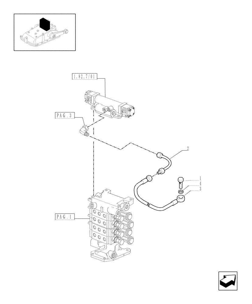 Схема запчастей Case IH JX1095C - (1.82.7/12[04]) - (VAR.166) 4 REAR REMOTE VALVES FOR EDC - PIPE - C5484 (07) - HYDRAULIC SYSTEM