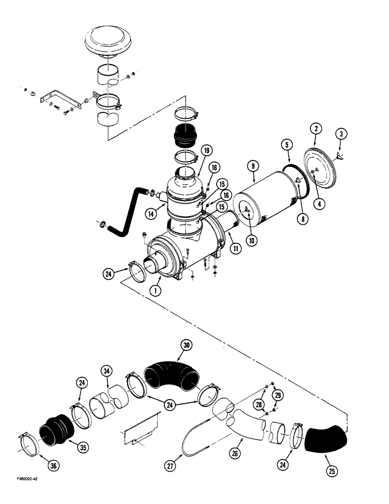 Схема запчастей Case IH STEIGER - (2-24) - AIR INDUCTION SYSTEM (02) - ENGINE