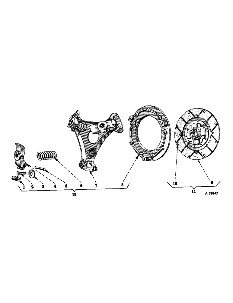 Схема запчастей Case IH 200 - (157) - CHASSIS, CLUTCH, AUBURN, FOR FARMALL 200 AND TRACTORS 501 TO 2288 (12) - CHASSIS