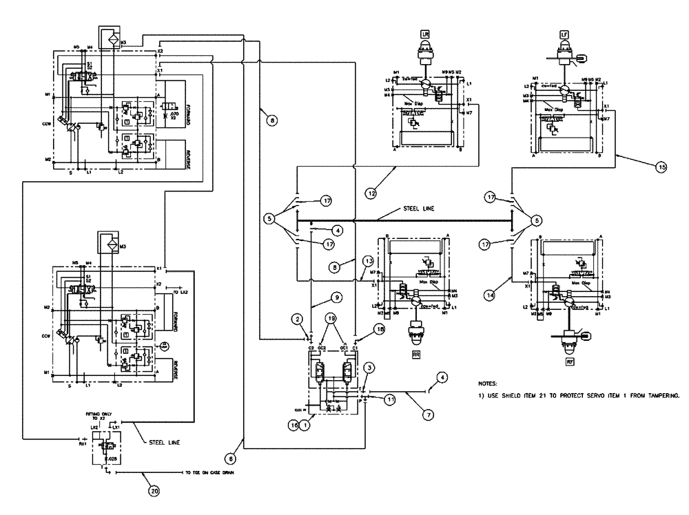 Схема запчастей Case IH SPX4260 - (06-001) - STANDARD CONTROL HYDRAULIC GROUP Hydraulic Plumbing