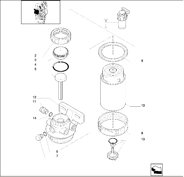 Схема запчастей Case IH WDX2302 - (01.11[01.3]) - FUEL FILTER (01) - ENGINE
