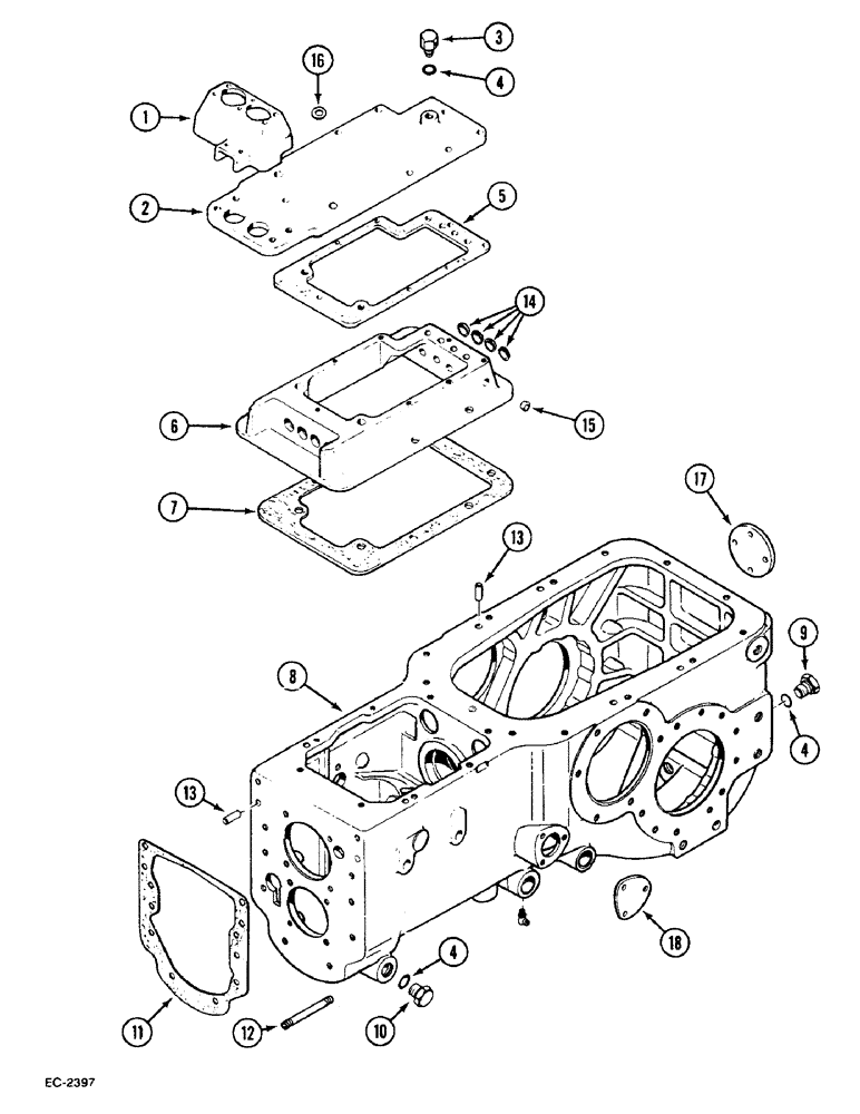 Схема запчастей Case IH 533 - (6-384) - TRANSMISSION CASE AND COVER (06) - POWER TRAIN