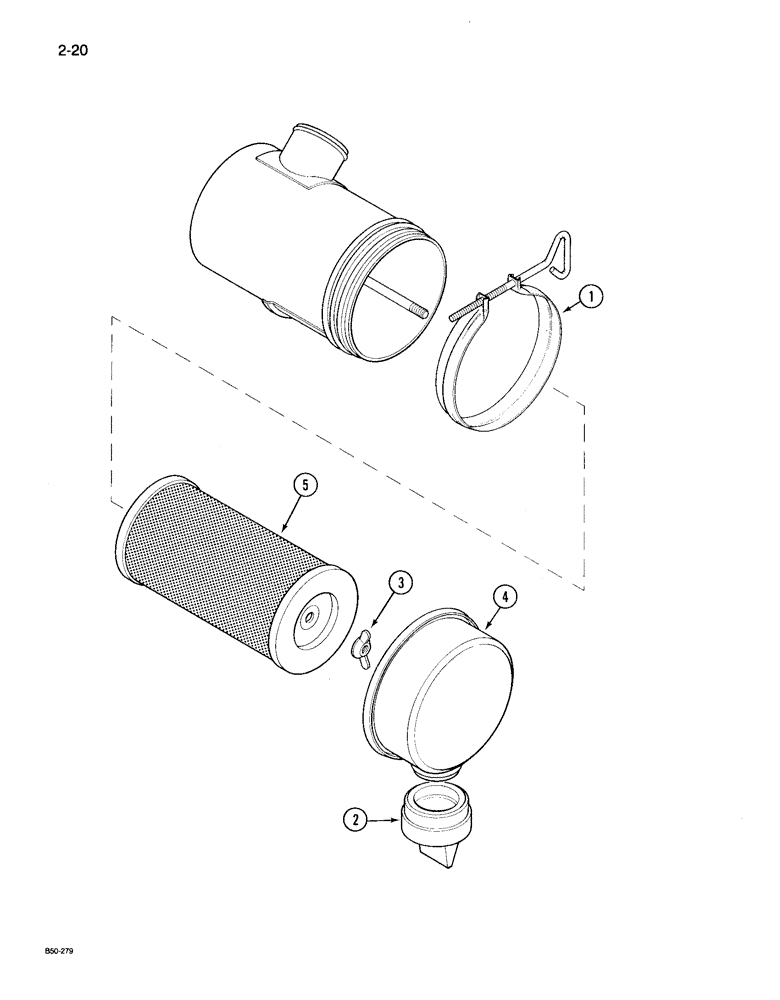 Схема запчастей Case IH 495 - (2-020) - AIR CLEANER, DONALDSON, WITHOUT SAFETY ELEMENT (02) - ENGINE