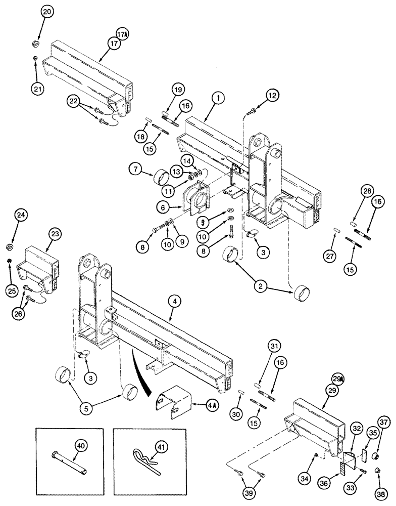 Схема запчастей Case IH 2555 - (09A-41) - TOOLBARS AND EXTENSIONS - 4 ROW NARROW, 5 ROW NARROW AND 5 ROW WIDE (13) - PICKING SYSTEM