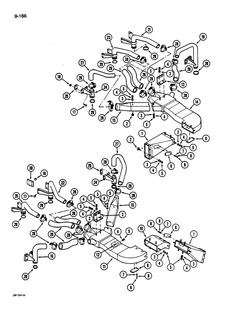 Схема запчастей Case IH 1844 - (9-166) - AIR DUCTS AND HOSES, 1844 COTTON PICKER (15) - HANDLING SYSTEM