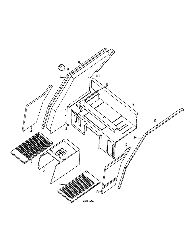 Схема запчастей Case IH 684 - (13-050) - CAB INSULATION (05) - SUPERSTRUCTURE