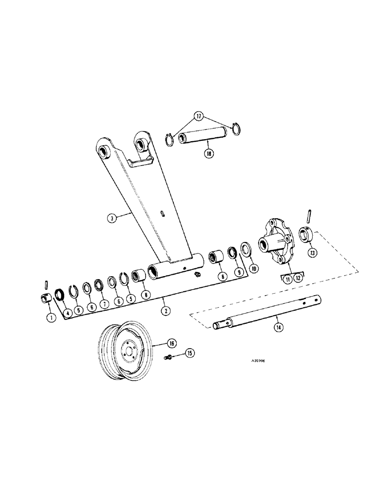 Схема запчастей Case IH 401 - (06) - WHEEL ARM & AXLE, RIGHT HAND ONE WHEEL DRIVE 