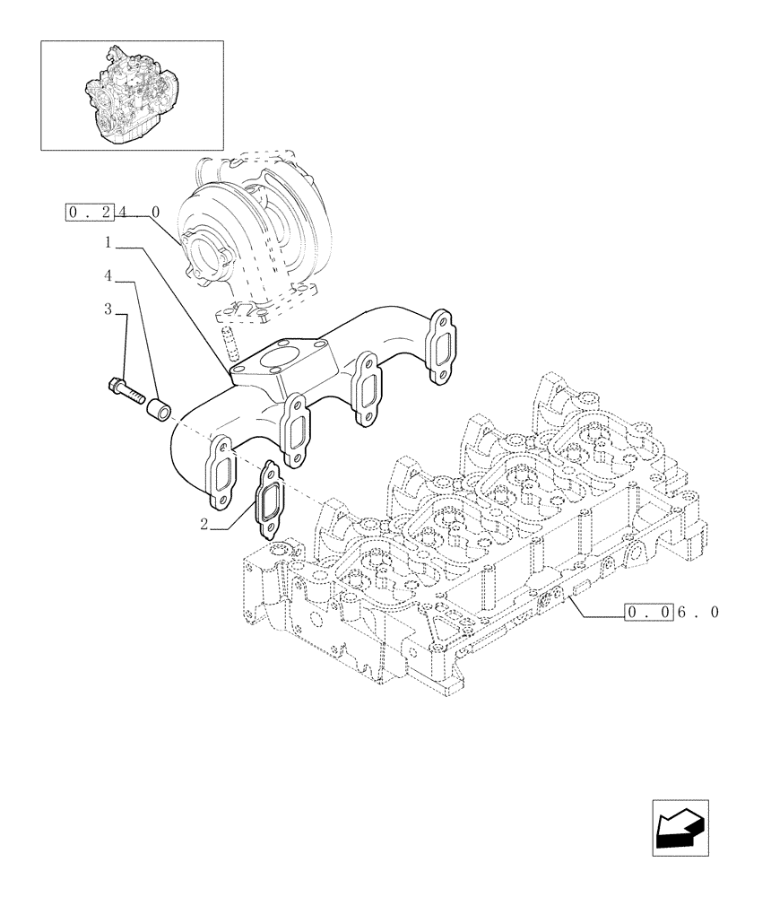 Схема запчастей Case IH F4GE9484A J602 - (0.07.7[01]) - EXHAUST MANIFOLD (504086423) 