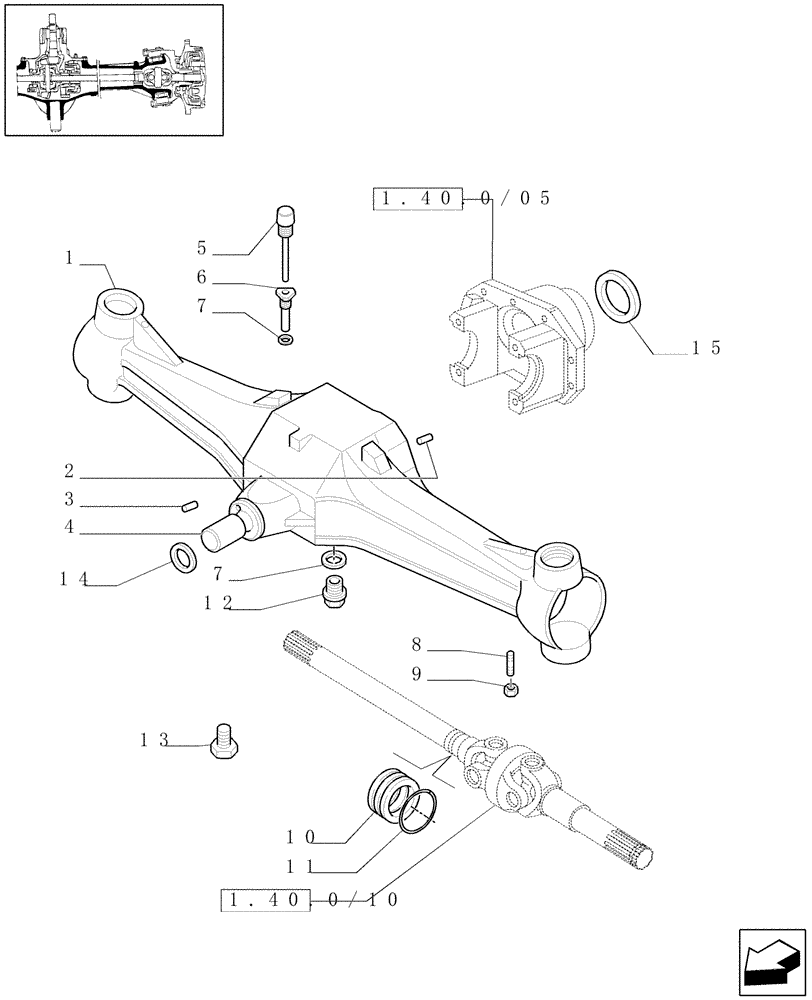 Схема запчастей Case IH JX60 - (1.40. 0/01) - 4WD FRONT AXLE - BOX (04) - FRONT AXLE & STEERING