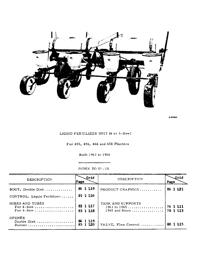 Схема запчастей Case IH LIQUID - (B-75) - LIQUID FERTILIZERS, LIQUID FERTILIZER UNIT (4 OR 6 ROW) - INDEX TO UNITS 