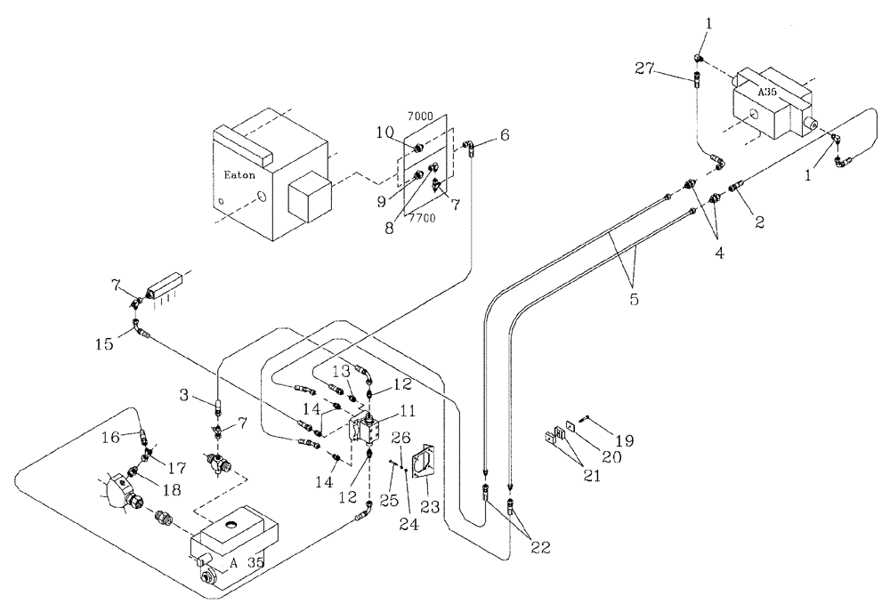 Схема запчастей Case IH 7700 - (B07[06]) - HYDRAULIC PILOT LINES,  MECHANICAL CABIN Hydraulic Components & Circuits